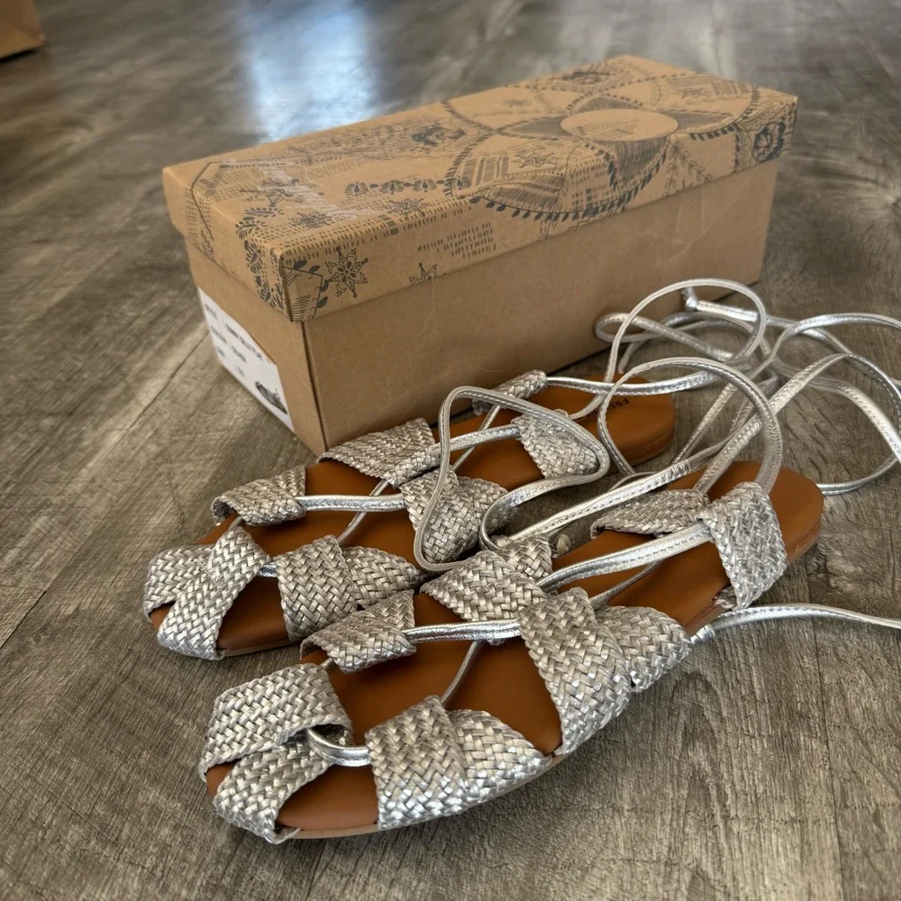 Free People Sunny Gilly Flat in Silver Leather